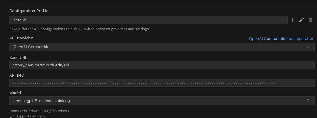 Dartmouth Chat API Key