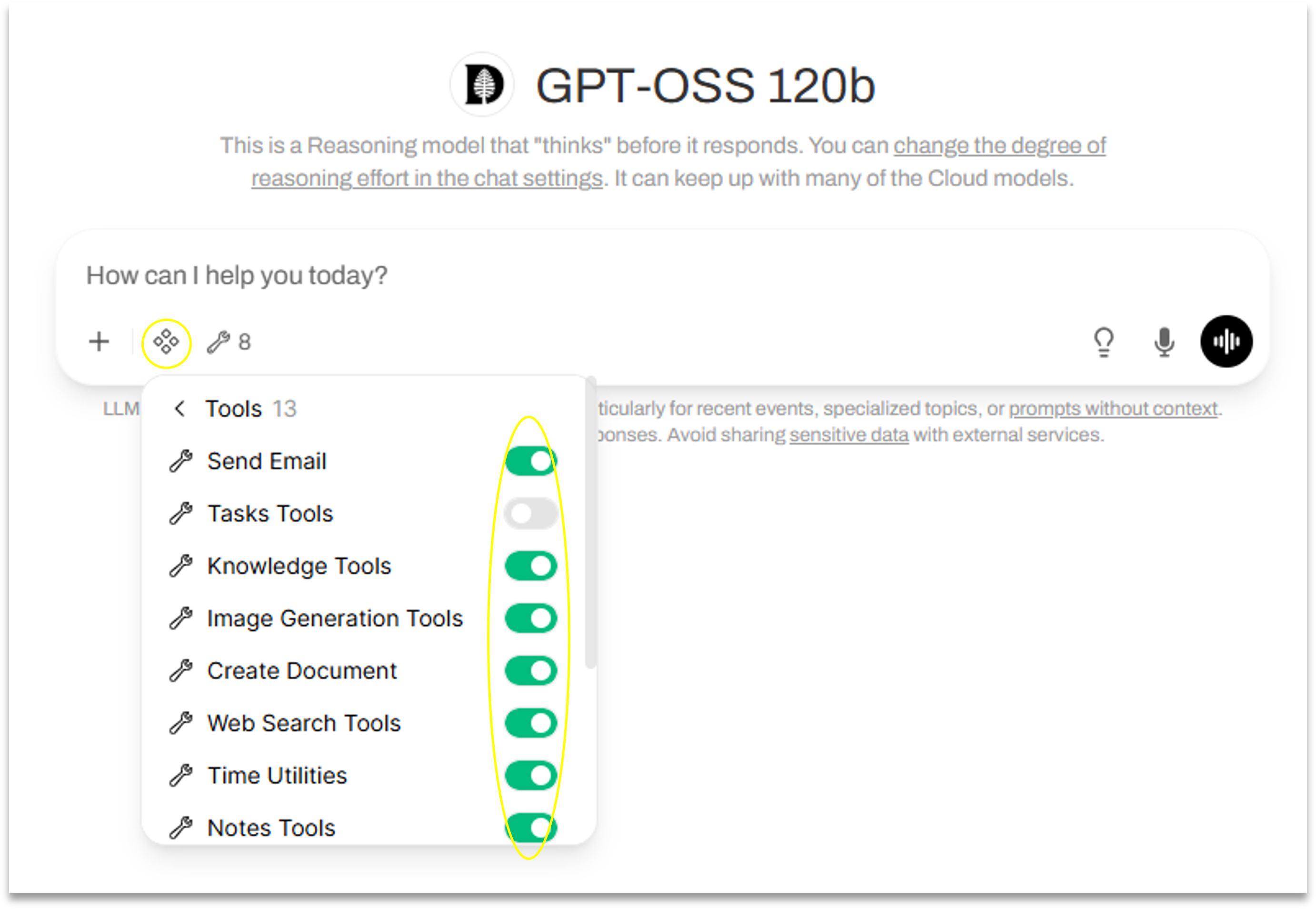 Enabling Tools from the Integration menu