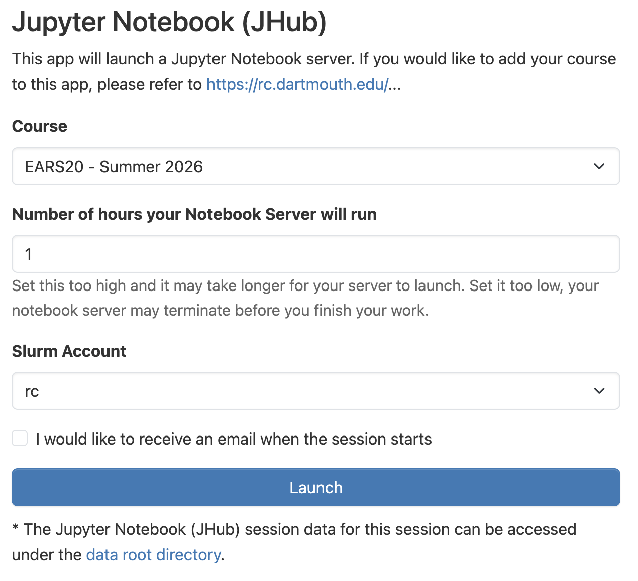 Launch Notebook Server