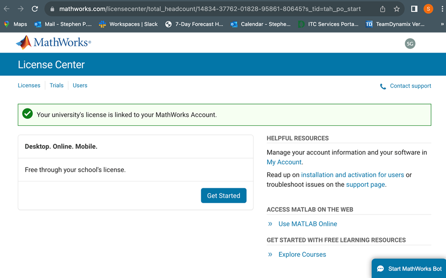 Signing Up for a MatLab Account